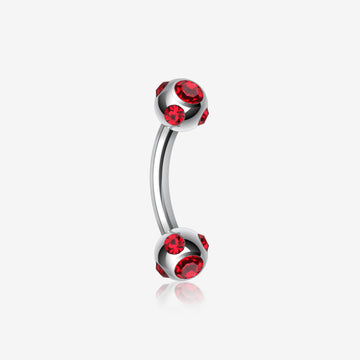 Aurora Gem Ball Curved Barbell Eyebrow Ring-Red